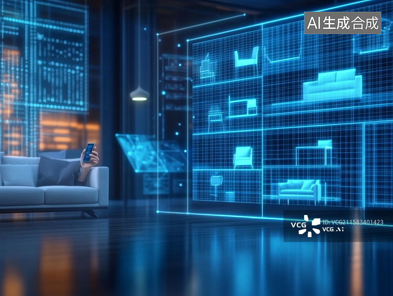 【AI数字艺术】智能家居设计未来图片素材