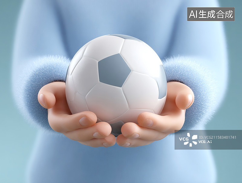 【AI数字艺术】双手捧着一颗足球图片素材