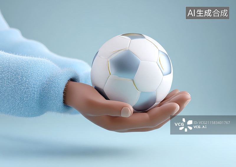 【AI数字艺术】双手捧着一颗足球图片素材
