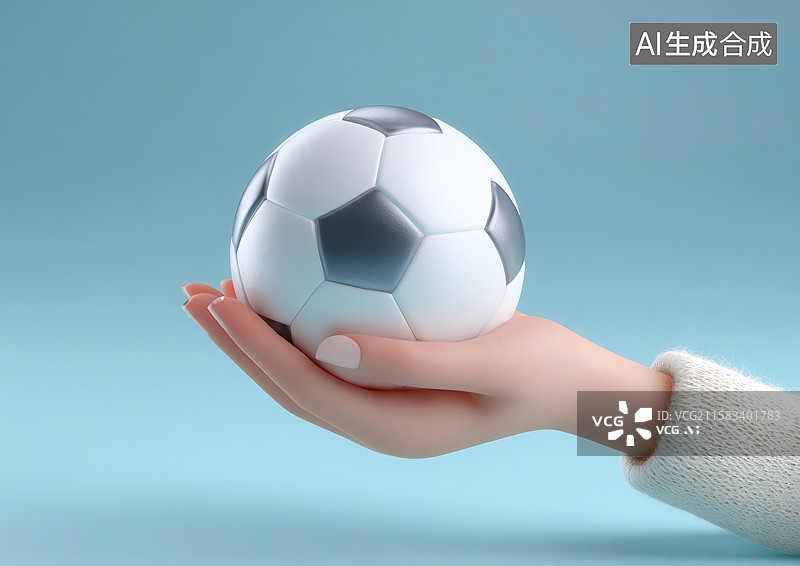 【AI数字艺术】双手捧着一颗足球图片素材
