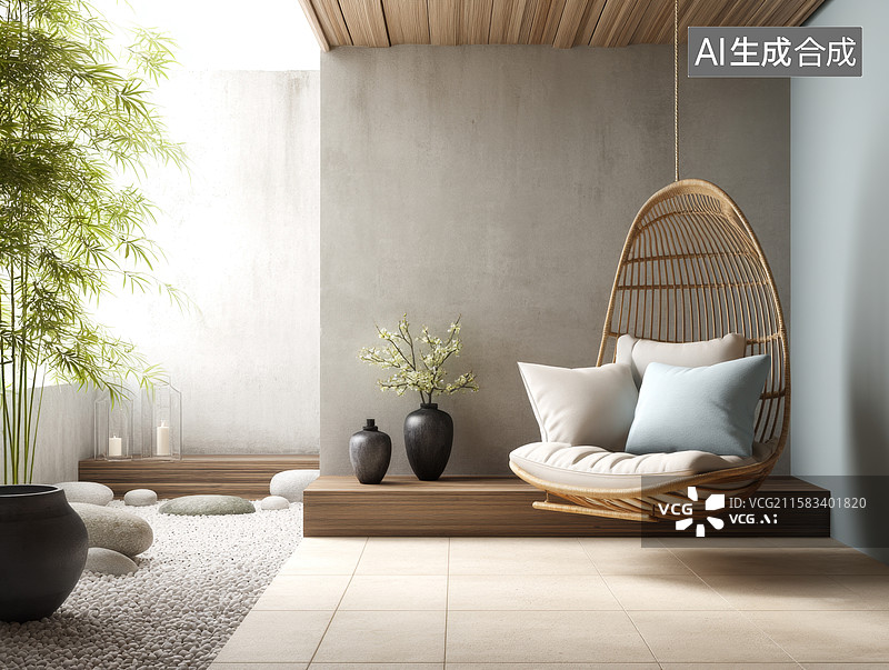 【AI数字艺术】禅意空间，静谧舒适图片素材