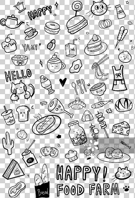 涂鸦手绘美食烘焙元素图片素材