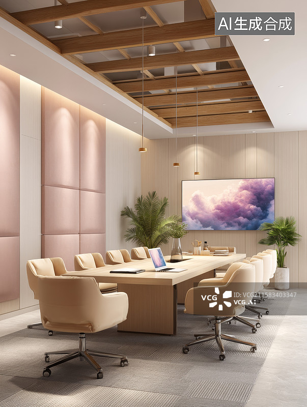 【AI数字艺术】现代简约会议室图片素材