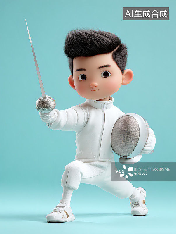 【AI数字艺术】一个男生正在参加击剑比赛图片素材