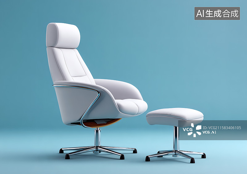【AI数字艺术】蓝色背景上一个白色的办公椅图片素材