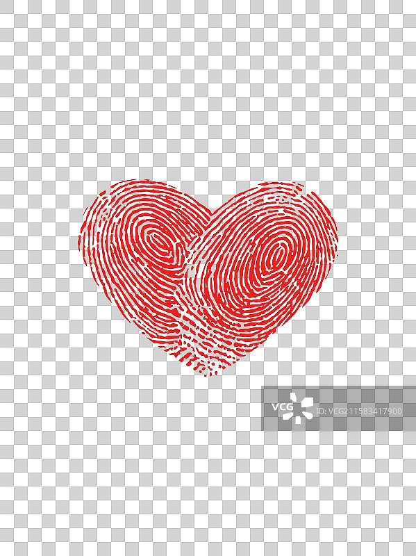 矢量爱心指纹心心相印免抠元素图片素材