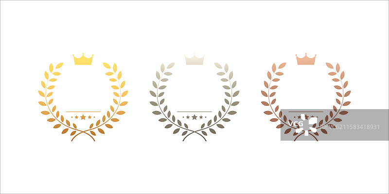 月桂树花环图标集图片素材