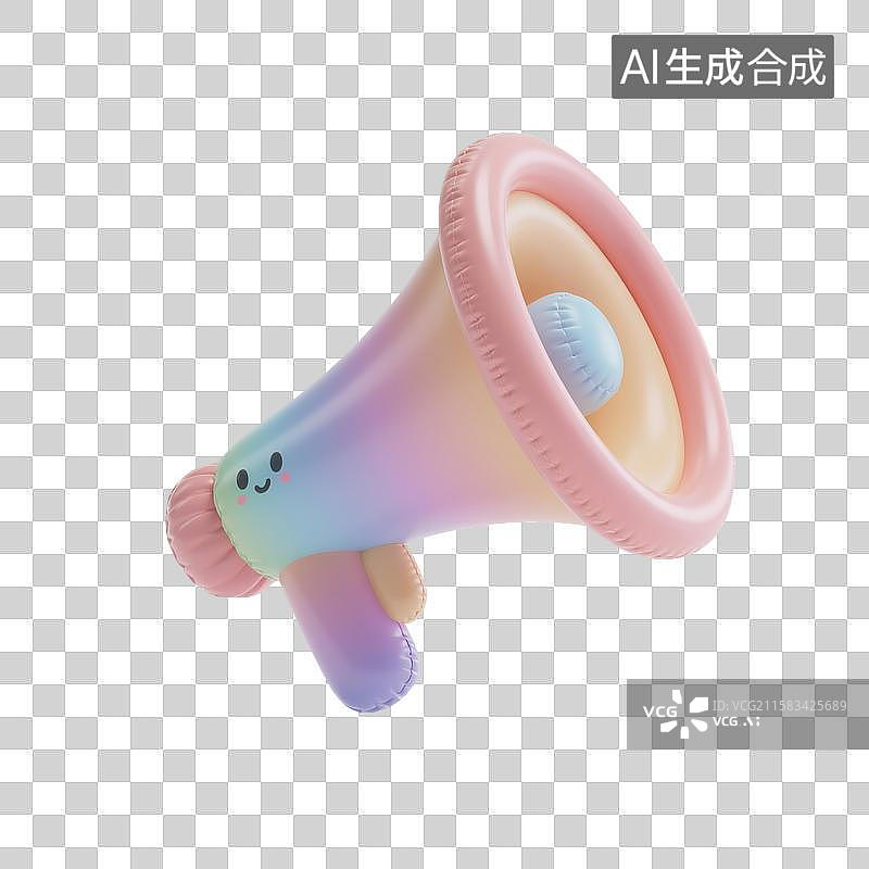【AI数字艺术】3D卡通膨胀风充气元素喇叭图片素材