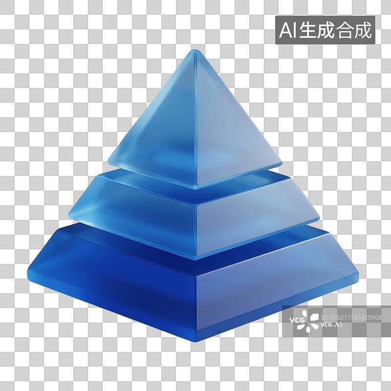 【AI数字艺术】透明渐变金字塔3D元素图片素材