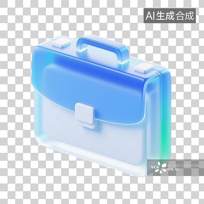 【AI数字艺术】3D透明渐变公文包图标图片素材