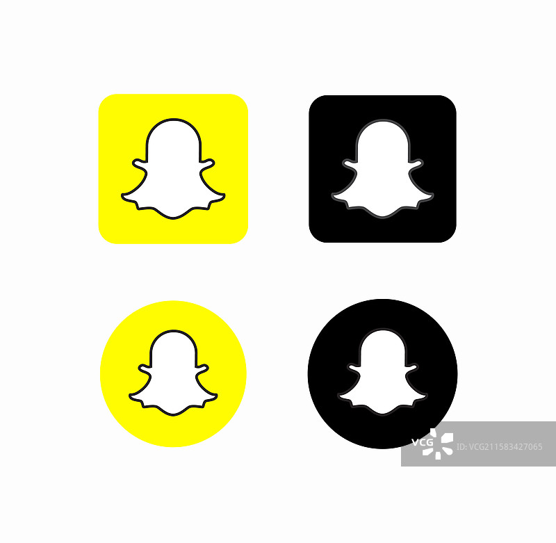 一组Snapchat标志图标图片素材