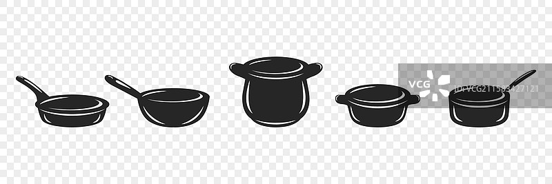 炊具的剪影与烹饪图片素材