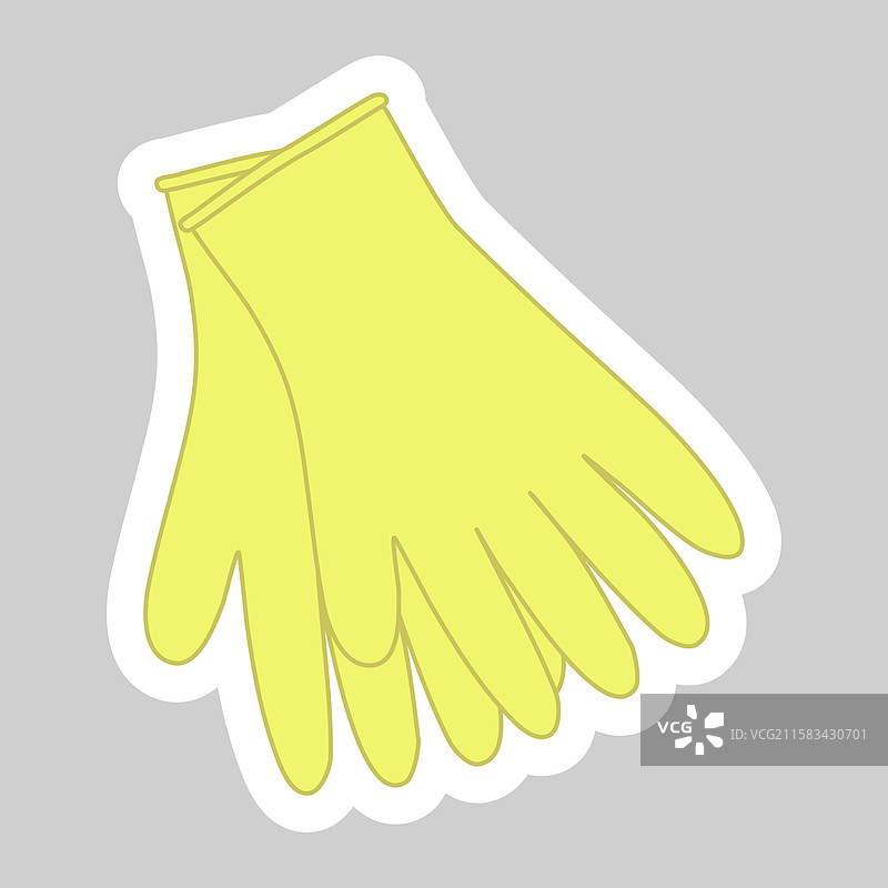 带有黄色清洁手套的贴纸图片素材
