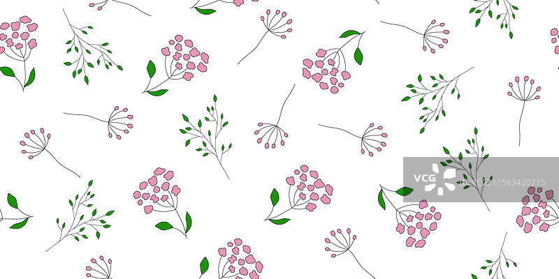 精致的粉色和绿色花卉无缝图案图片素材