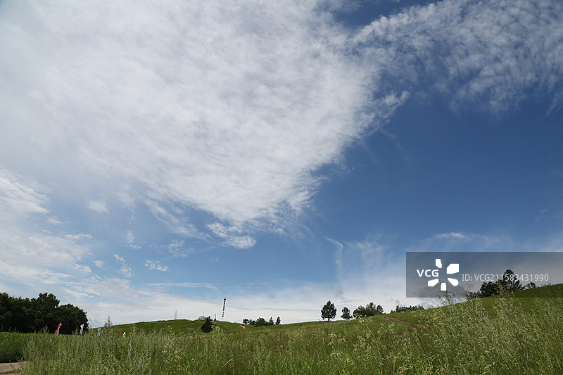 蓝天白云下的大草原 内蒙古 呼伦贝尔 扎兰屯市 柴河镇 十大湾景区图片素材