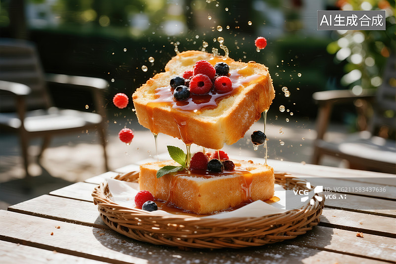 【AI数字艺术】法式吐司配新鲜浆果图片素材