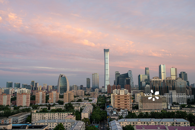 北京 CBD 地标建筑群黄昏全景图片素材