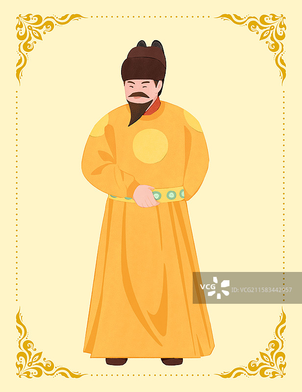 明朝皇帝朱元璋人物插画图片素材