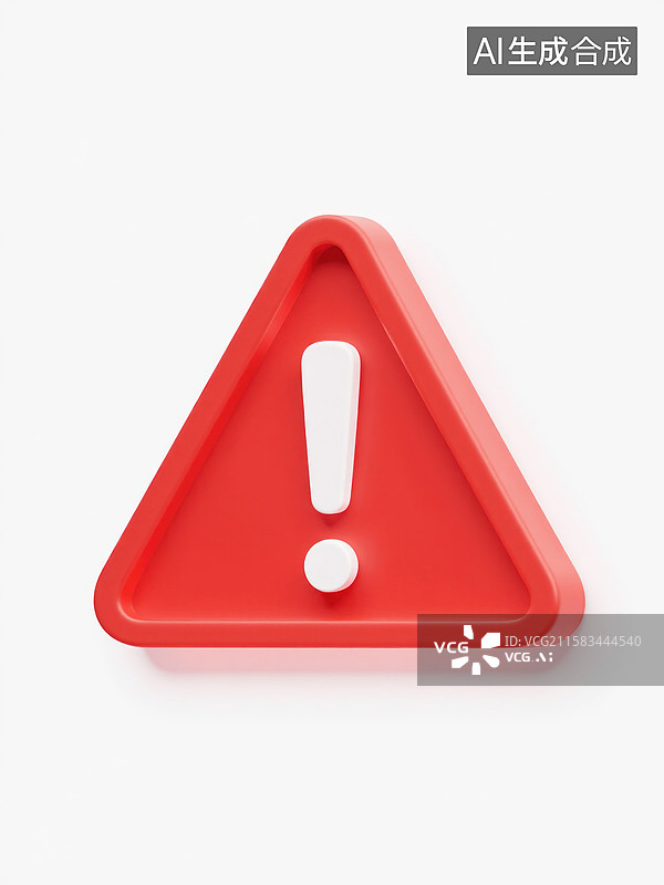 【AI数字艺术】三角形警告标志与感叹号图标图片素材