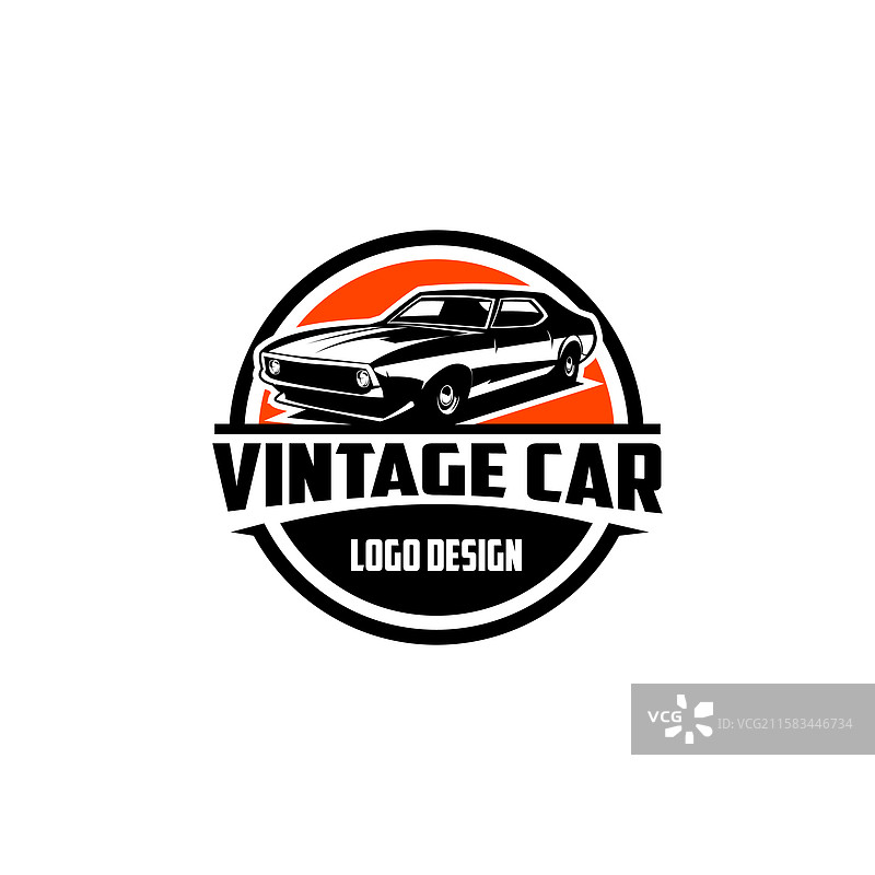 复古野马汽车轮廓，孤立在白色背景上图片素材