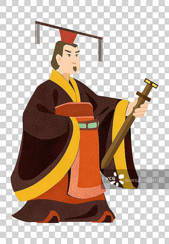 秦朝皇帝秦始皇人物手绘图片素材