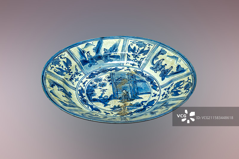 “童子高仕图” 克拉克瓷盘，明，首都博物馆藏图片素材