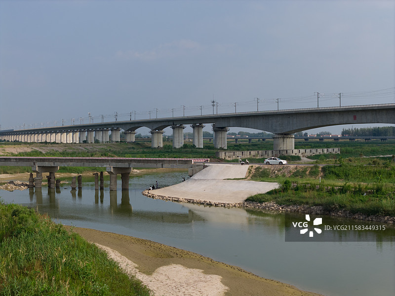 河南周口 扶沟县 盐洛高速 盐洛高速公路 高铁 高速铁路 贾鲁河 农田图片素材