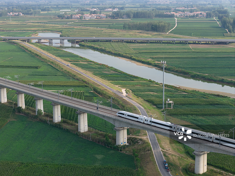 河南周口 扶沟县 盐洛高速 盐洛高速公路 高铁 高速铁路 贾鲁河 农田图片素材