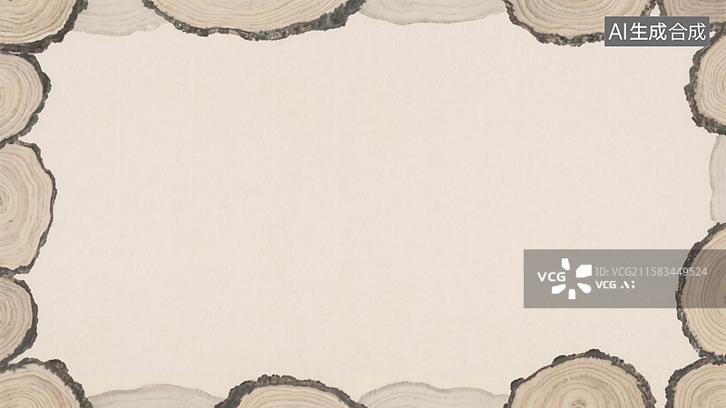 【AI数字艺术】水墨画树桩年轮背景-常规图片素材