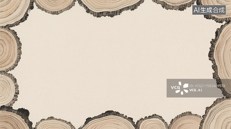 【AI数字艺术】水墨画树桩年轮背景-环绕图片素材