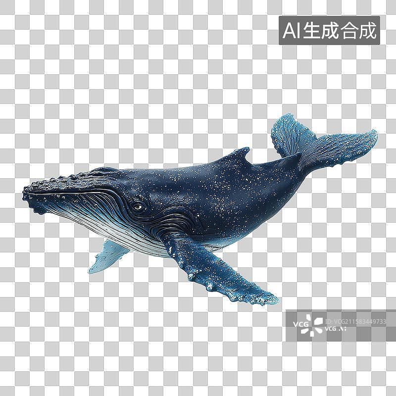 【AI数字艺术】[免抠PNG素材]蓝色座头鲸模型展示图片素材