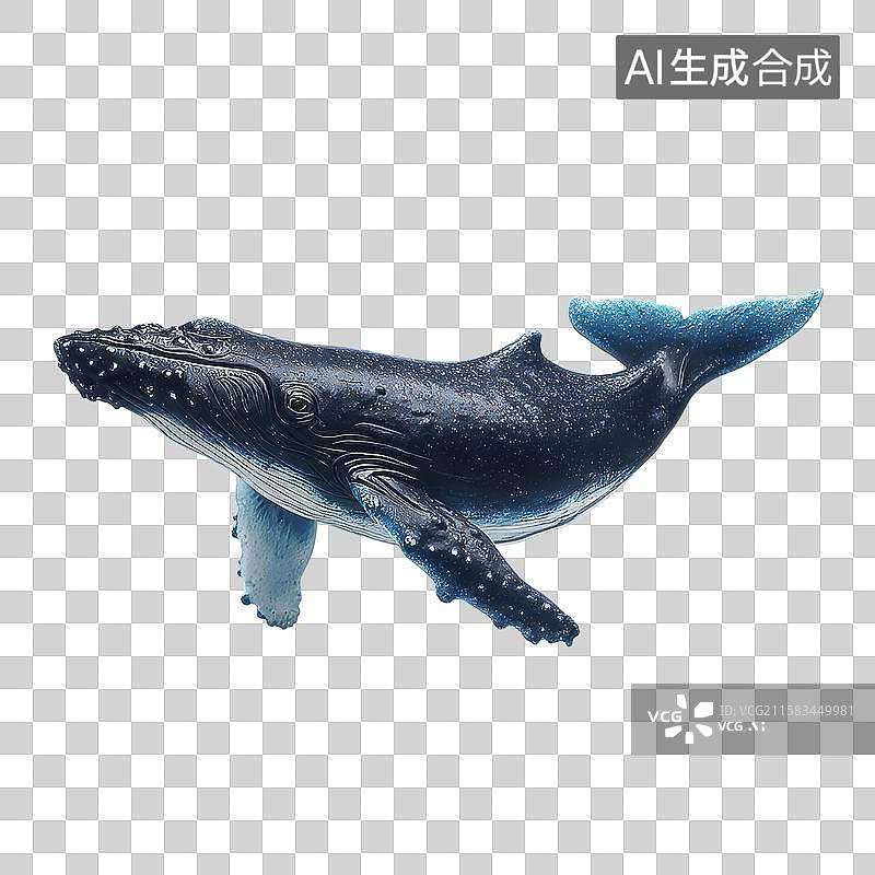 【AI数字艺术】[免抠PNG素材]座头鲸模型，展示海洋生物的优雅姿态图片素材