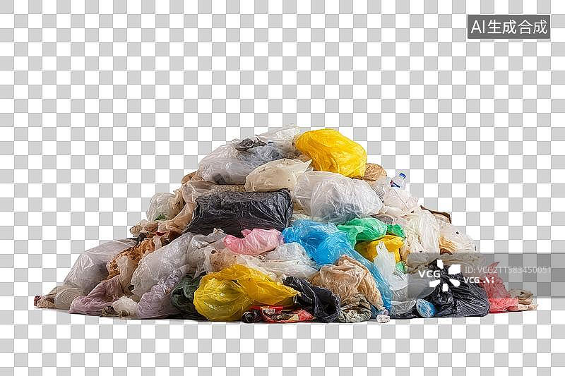 【AI数字艺术】[免抠PNG素材]一堆色彩斑斓的塑料袋和包装垃圾图片素材