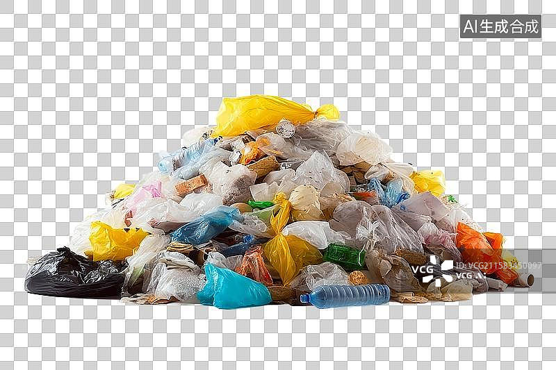 【AI数字艺术】[免抠PNG素材]一堆混合彩色塑料垃圾图片素材
