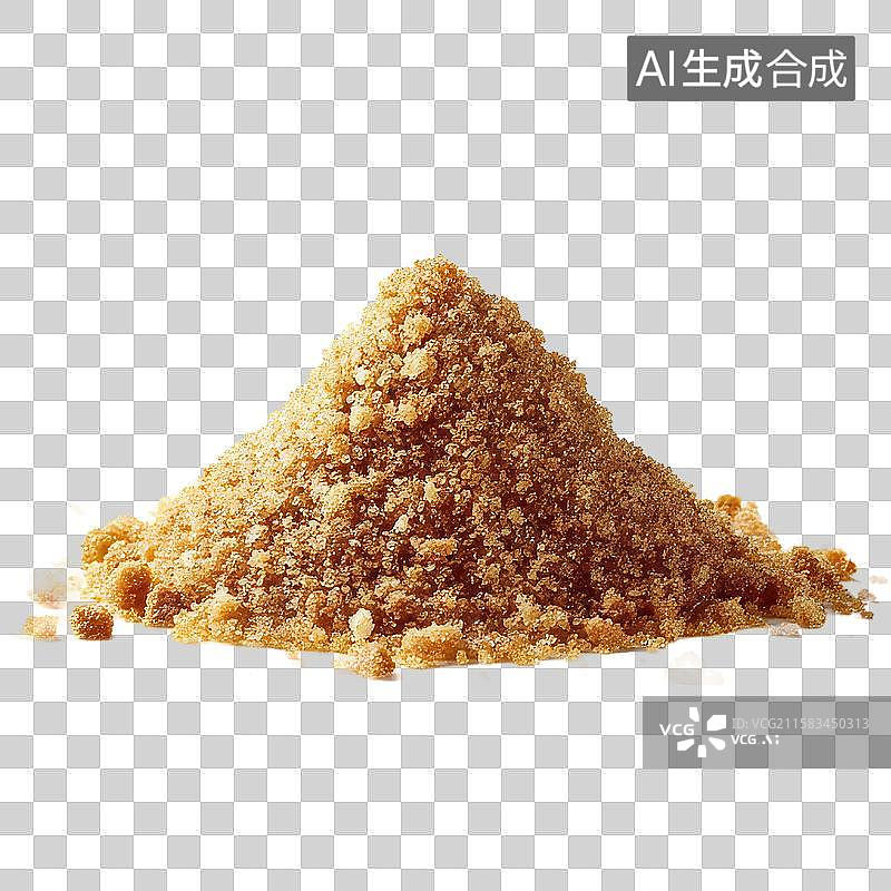 【AI数字艺术】[免抠PNG素材]一堆褐色方糖晶体的特写图片素材