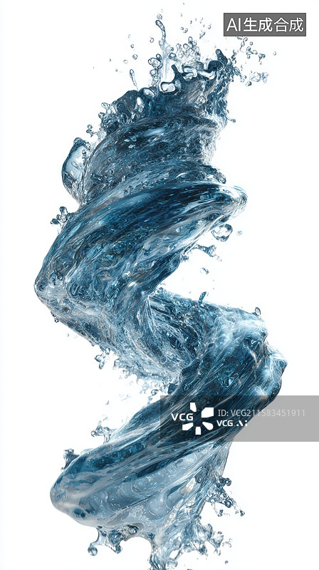 【AI数字艺术】水的动态螺旋形态图片素材