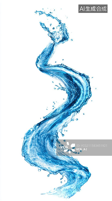 【AI数字艺术】蓝色水流的动态曲线图片素材