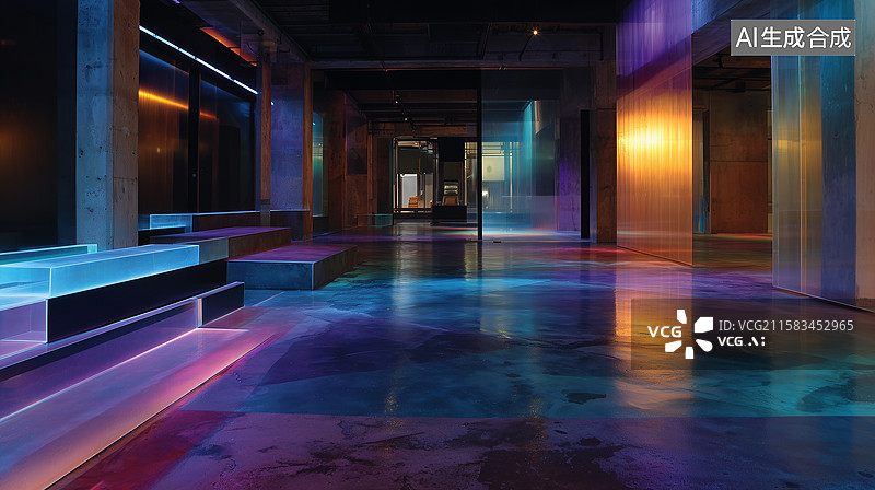 【AI数字艺术】艺术空间透明层板设计图片素材