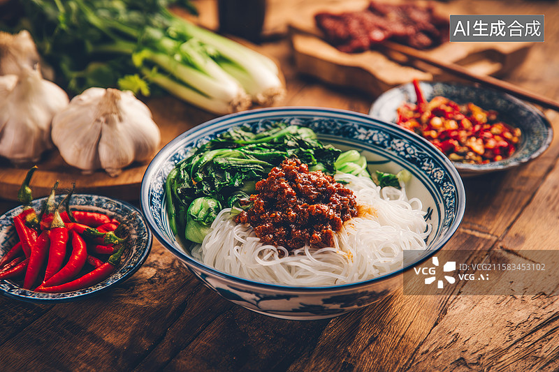 【AI数字艺术】美味牛肉拌面图片素材