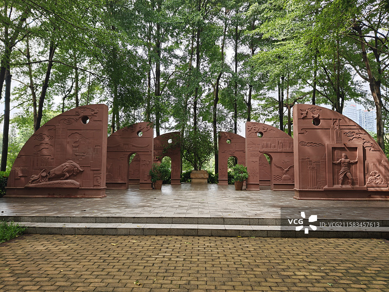 公园里的古代建筑图片素材