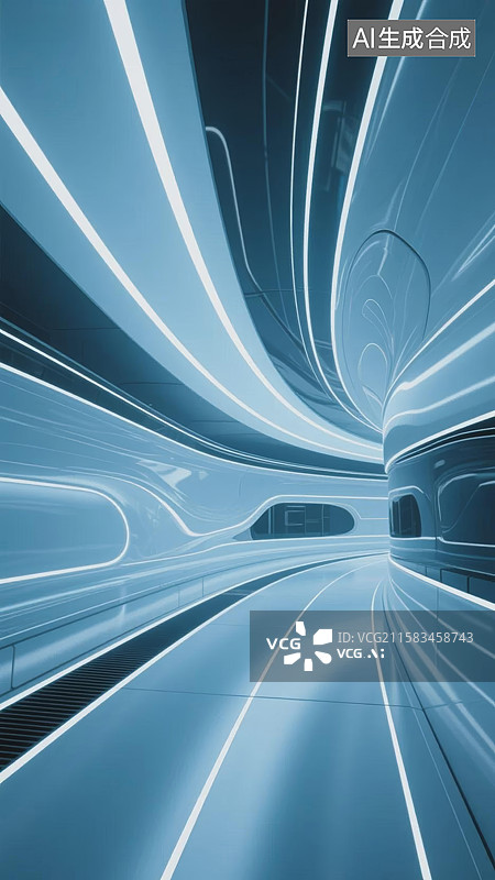 【AI数字艺术】未来科技走廊图片素材
