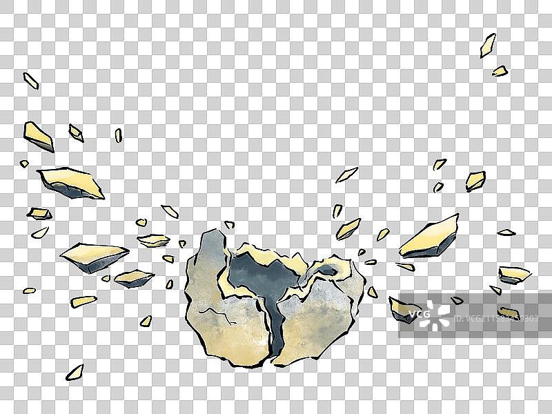 手绘爆炸裂开的石头元素图片素材