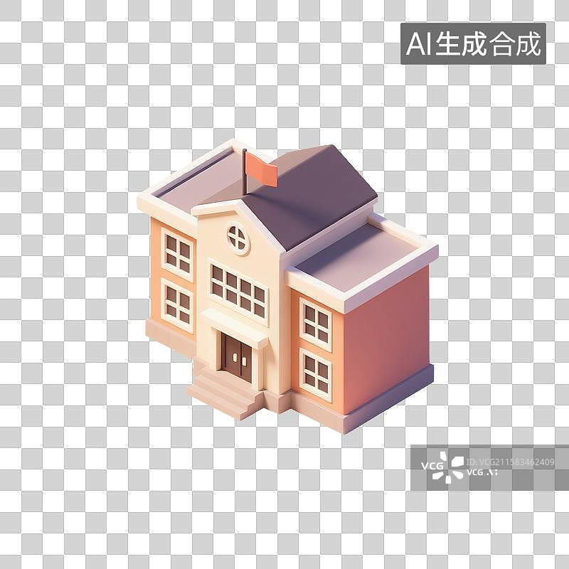 【AI数字艺术】3D卡通学校图标图片素材