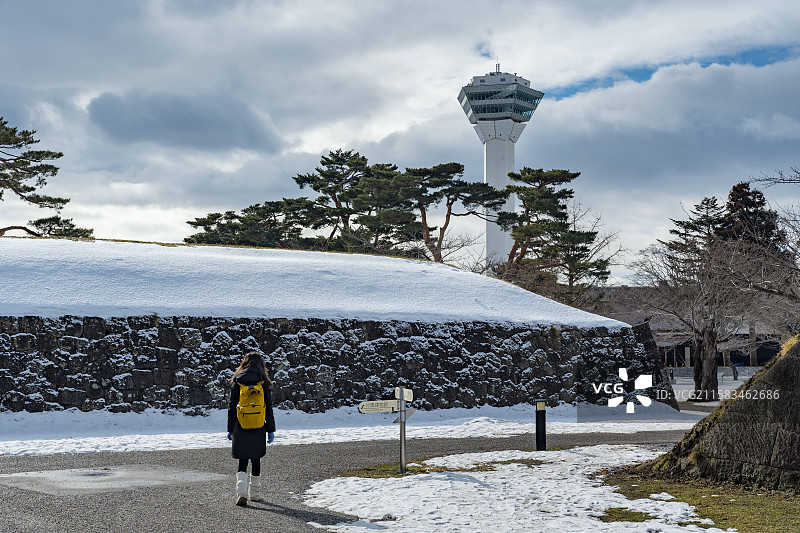 函馆雪中的五棱郭公园图片素材
