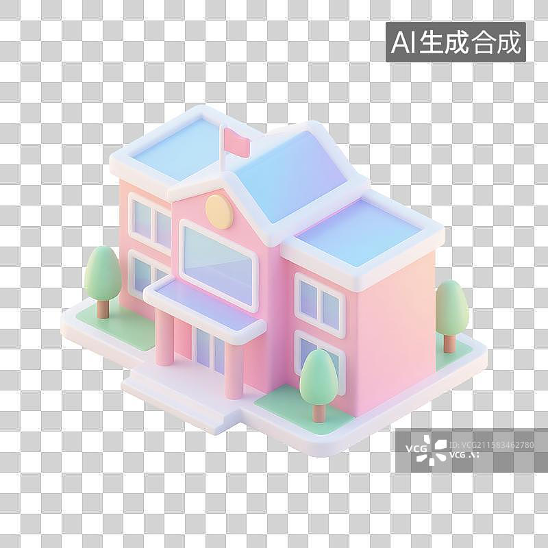 【AI数字艺术】3D卡通学校图标图片素材