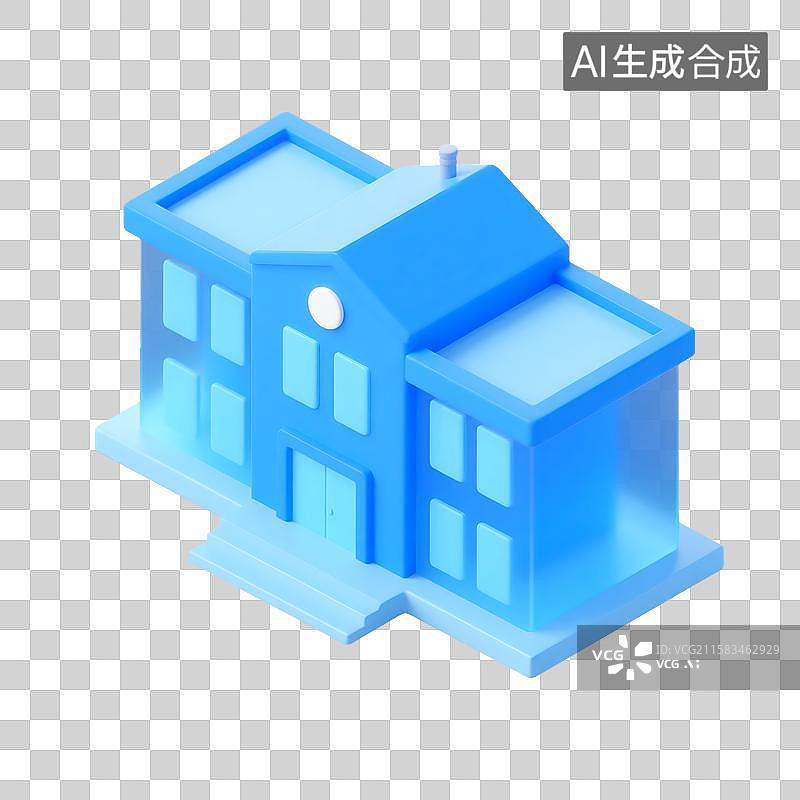 【AI数字艺术】3D卡通学校图标图片素材