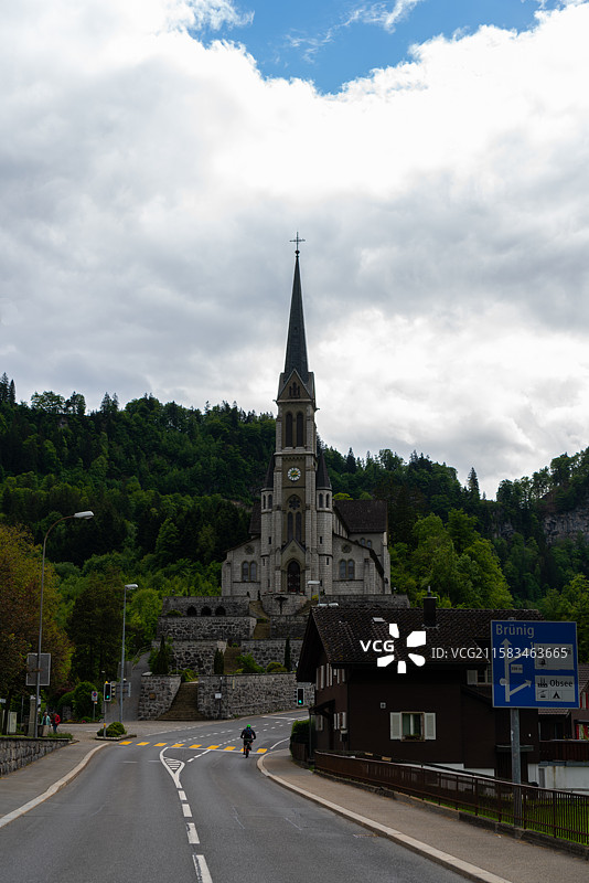 瑞士 龙疆 小镇 教堂图片素材