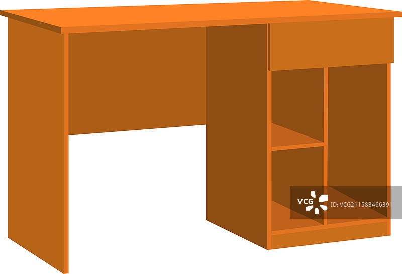 一张带抽屉和书架的木桌图片素材