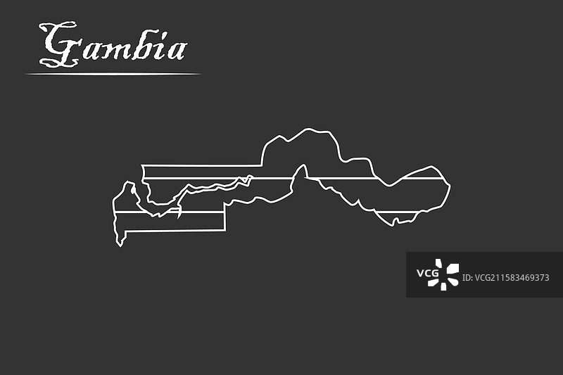 冈比亚地图 - 黑色轮廓图片素材