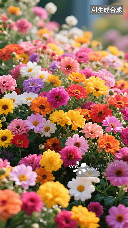 【AI数字艺术】五彩斑斓的花丛图片素材